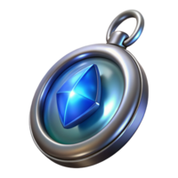 beautiful classic A silver locket with a glowing gemstone, high resolution png