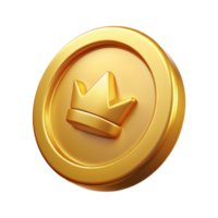 dramatic contemporary A single, gleaming gold coin with a royal insignia, exclusive png