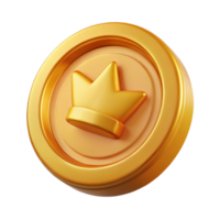 dramatic vintage A single, gleaming gold coin with a royal insignia, authentic png