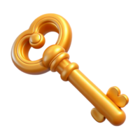 vibrant minimalist A single, realistic key with intricate carvings, high quality png