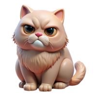 magnificent rustic A grumpy Persian cat, sitting, with a furrowed brow high resolution png