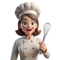 vibrant artistic Smiling female chef holding a whisk, original png