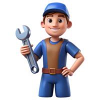 magnificent rustic Mechanic holding a wrench, original png