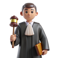 impressive rustic Judge in a robe and gavel, high quality png