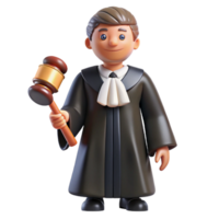 dramatic artistic Judge in a robe and gavel, high resolution png
