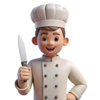beautiful minimalist Chef holding a knife, high quality png
