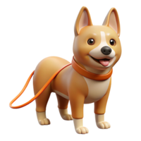 magnificent minimalist Dog with a leash, detailed png
