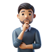 elegant classic Thinking man with hand on chin, high resolution png