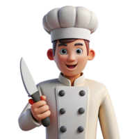beautiful vintage Chef in uniform holding a knife, premium png