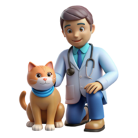 beautiful vintage Vet examining a cat, high resolution png