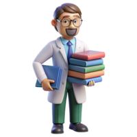 magnifique moderne professeur avec empiler de livres, authentique png