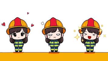 a cartoon of a fireman with different expressions, 2d looping animation with green screen video