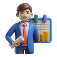 serene contemporary Project manager with Gantt chart, authentic png