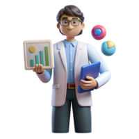 beautiful modern Data scientist with charts and graphs, original png