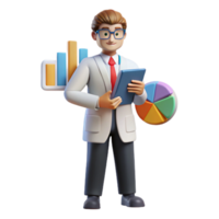 stunning vintage Data scientist with charts and graphs, genuine png