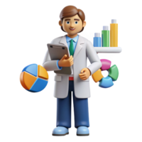 extraordinary minimalist Data scientist with charts and graphs, premium png