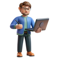serene classic Graphic designer with drawing tablet, authentic png