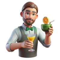 extraordinary rustic Bartender mixing a cocktail, 4K png