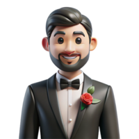 elegant rustic Groom in a tuxedo with a boutonniere detailed png