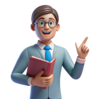 vibrant rustic Teacher holding a book and pointing authentic png