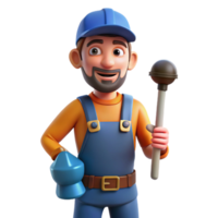extraordinary rustic Plumber holding a plunger high resolution png