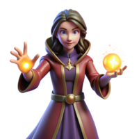 elegant classic A powerful sorceress, casting a spell, hands glowing with energy, high quality png