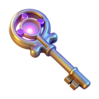 serene abstract A single, ancient key, intricate design, glowing aura, original png