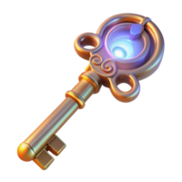 magnificent traditional A single, ancient key, intricate design, glowing aura, detailed png