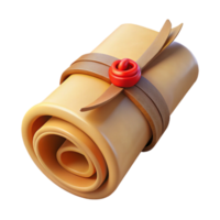dramatic minimalist A single, antique map, leading to a hidden treasure, rolled up and tied, original png