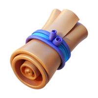 wonderful rustic A single, ancient scroll, containing a powerful spell, unrolled and tied, high quality png