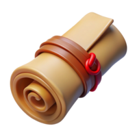 extraordinary rustic A single, ancient scroll, containing a powerful spell, unrolled and tied, detailed png