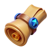 elegant classic A single, ancient scroll, containing a powerful spell, unrolled and tied, original png