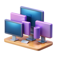impressive classic Desktop computer with multiple monitors high quality png