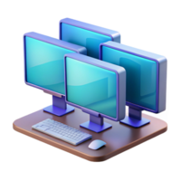 vibrante rústico Área de Trabalho computador com múltiplo monitores genuíno png