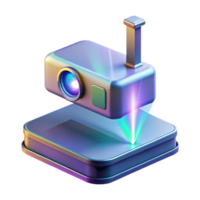 serene creative Holographic projector displaying a 3D image professional png