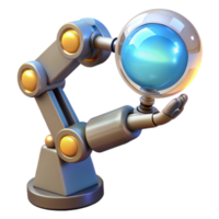 elegant rustic Robotic arm holding a glowing orb, professional png