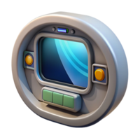 wonderful rustic Single spaceship cockpit window with HUD display, detailed png
