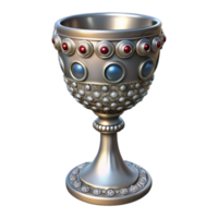 wonderful contemporary A single, ornate silver goblet encrusted with jewels high resolution png