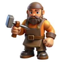 extraordinary abstract A strong dwarf blacksmith holding a hammer authentic png