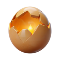 vibrant modern A single, cracked eggshell with a glowing light inside premium png