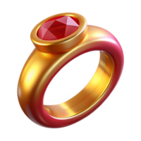 elegant abstract A single, golden ring with a large ruby 4K png