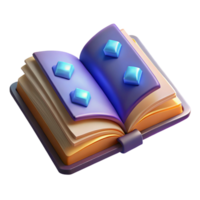 impressive modern A single, open book with glowing runes on the pages genuine png