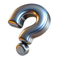 serene traditional A single, question mark, metallic, 3D, floating high quality png