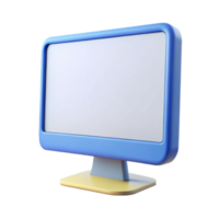 impressive rustic A single computer monitor, widescreen, displaying a blank white screen high quality png