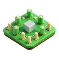 wonderful rustic A circuit board, green with multiple components high quality png