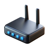 wonderful traditional A modem, black and rectangular, with blinking lights 4K png