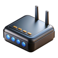 elegant vintage A modem, black and rectangular, with blinking lights high resolution png