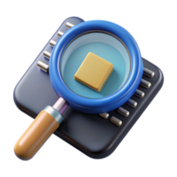 impressive minimalist A magnifying glass over a computer microchip high quality png