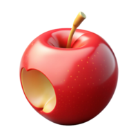 vibrant vintage A single, perfect red apple, with a single bite taken out original png
