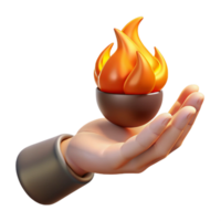 wonderful rustic A hand holding a fireball, ready to throw high resolution png